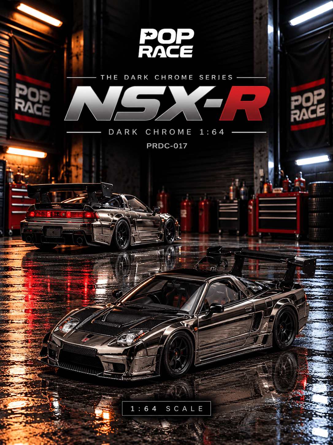 NSX-R 1:64 POP RACE Dark Chrome QTD4