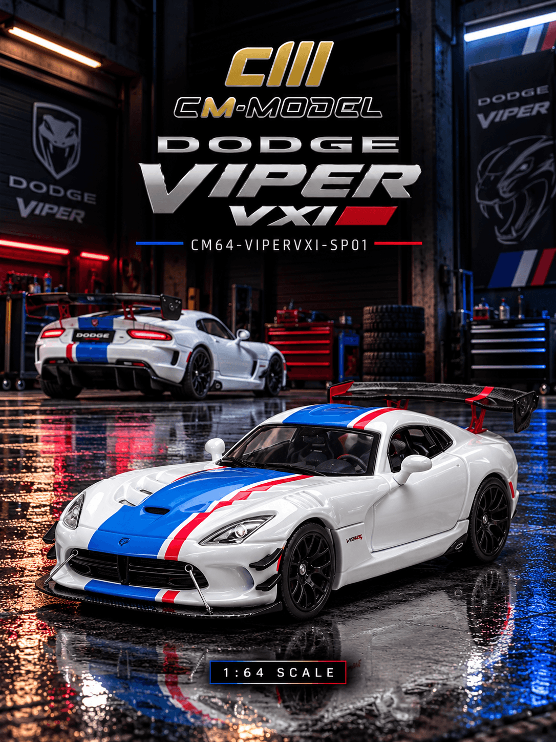 Dodge Viper VXI ACR 1:64 CM Model Branco