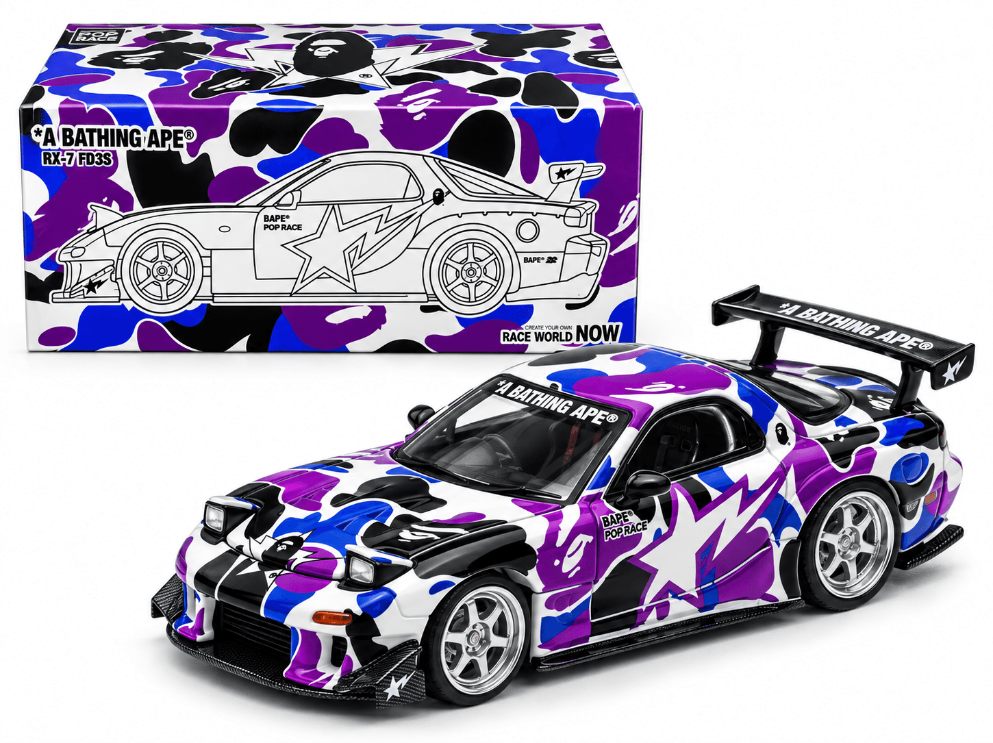 Pop Race X Bape Mazda Rx-7 Fd3s A Bathing Ape 1:64
