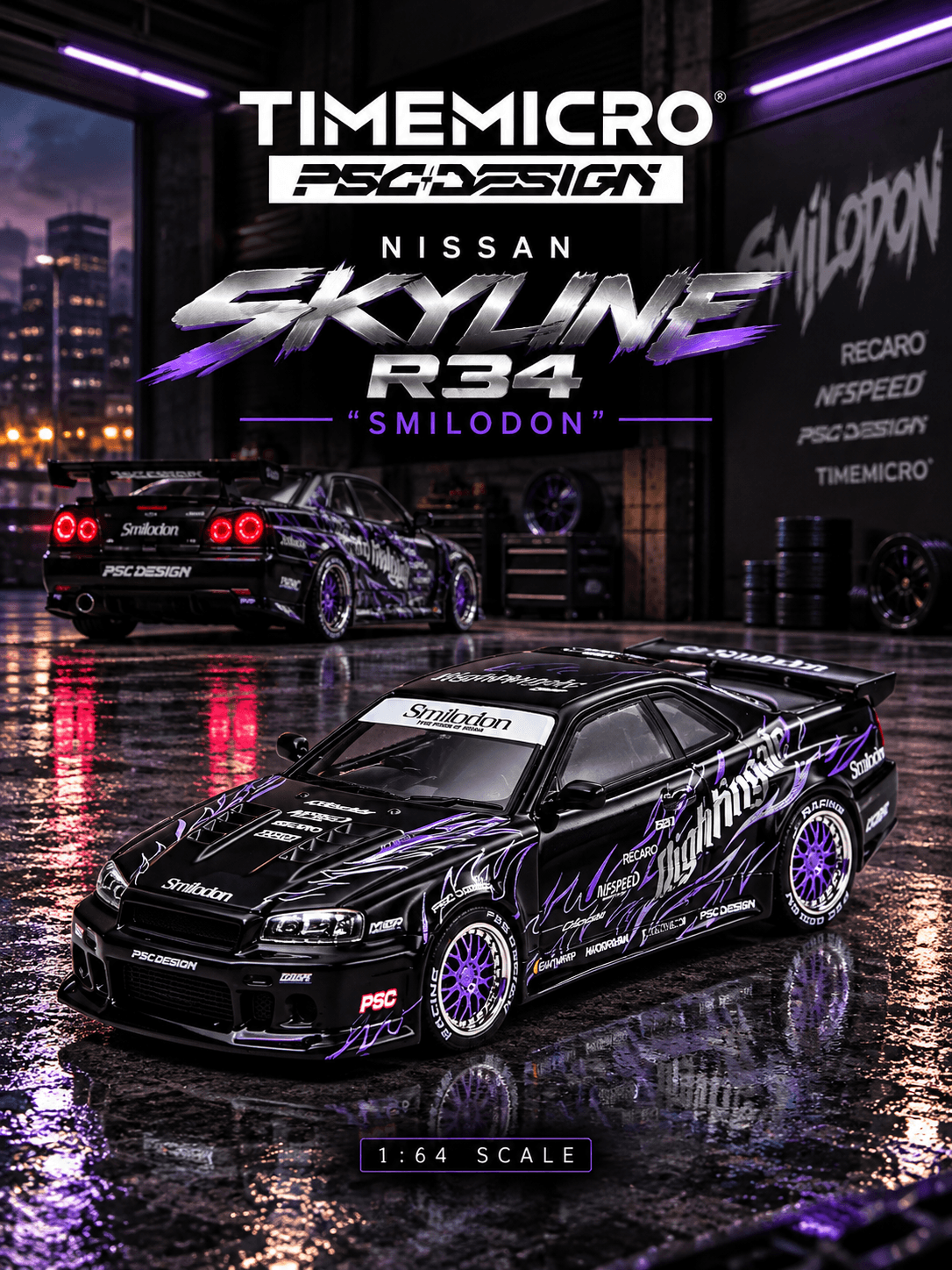 R34 Tiger Tooth Smilodon Nightingale PSC Design 1:64 TimeMicro Preto