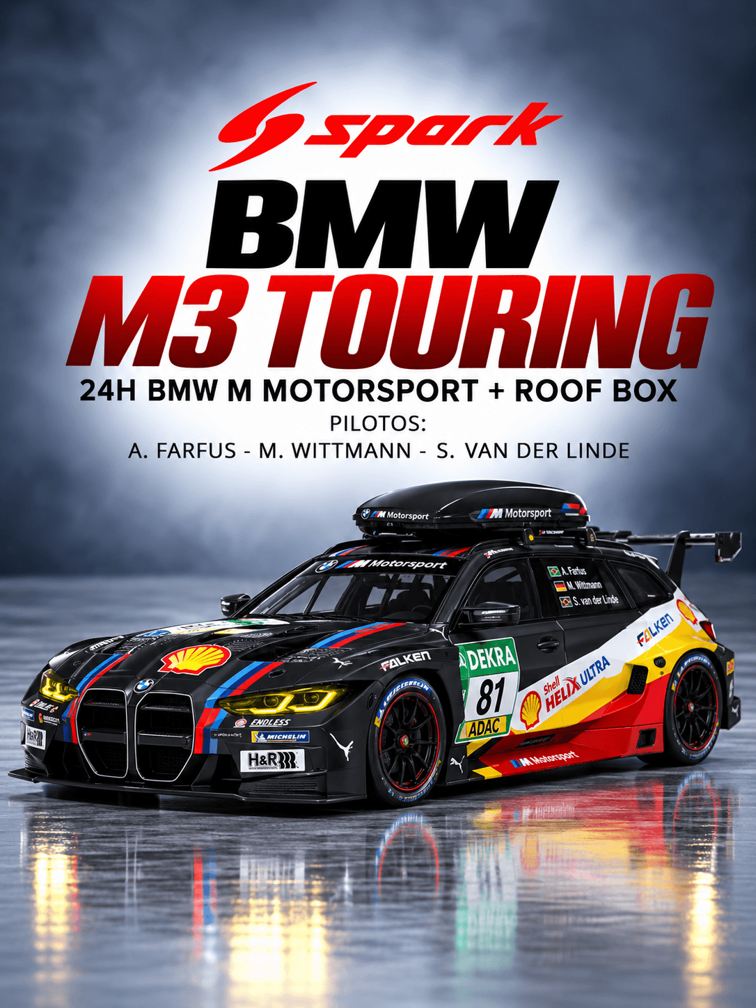 BMW M3 Touring 24H BMW M Motorsport + Roof box 1:64 Spark