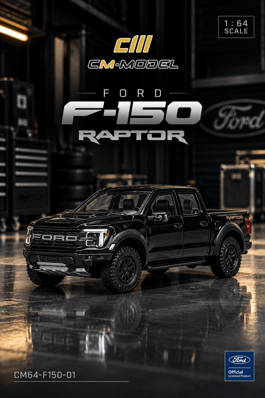 F-150 Raptor Agate Black Metallic 1:64 CM Model