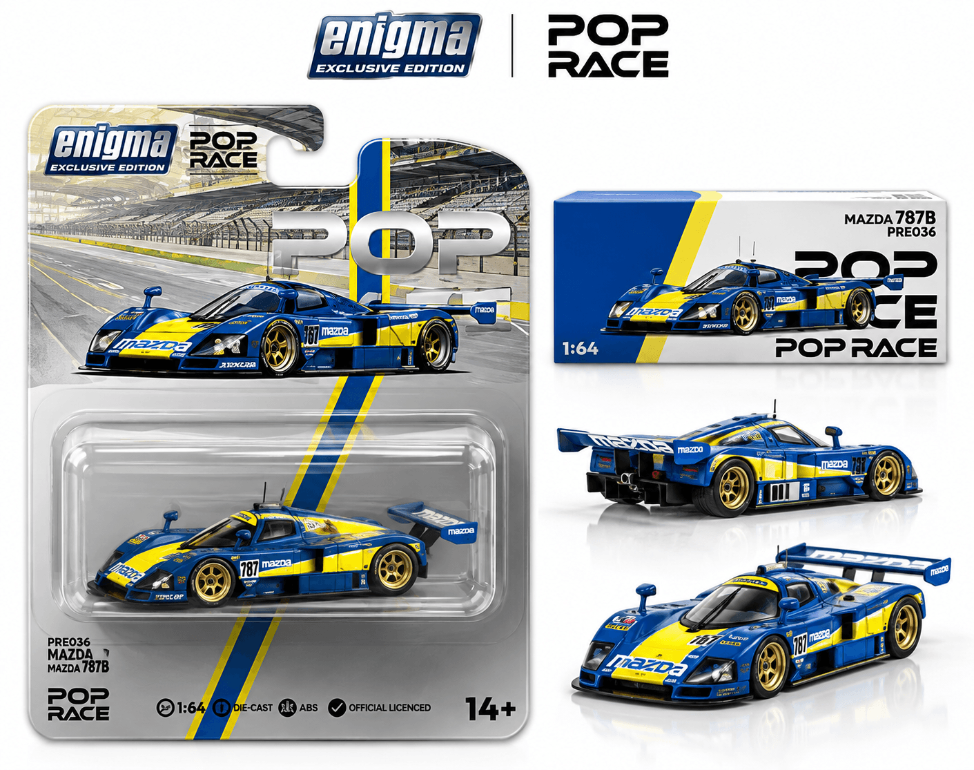 POP RACE × Enigma Exclusive Edition Mazda 787B Racing Blue/Yellow