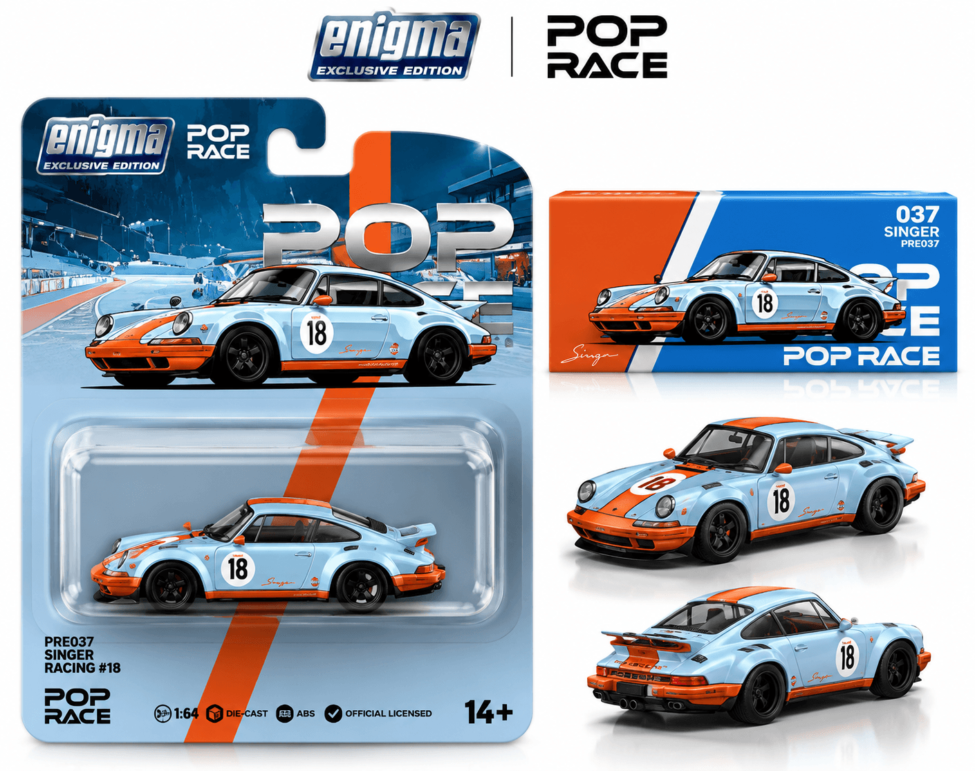 POP RACE × Enigma Exclusive Edition Singer Racing Orange/Blue #18