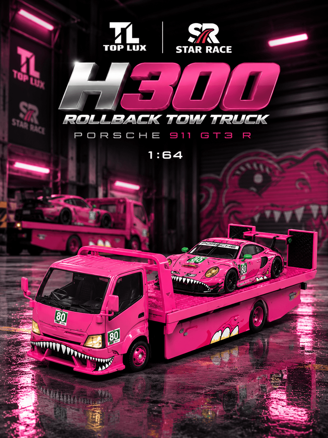 Top Lux x Star Race – H300 Rollback Tow Truck + Porsche 911 GT3 R 1:64