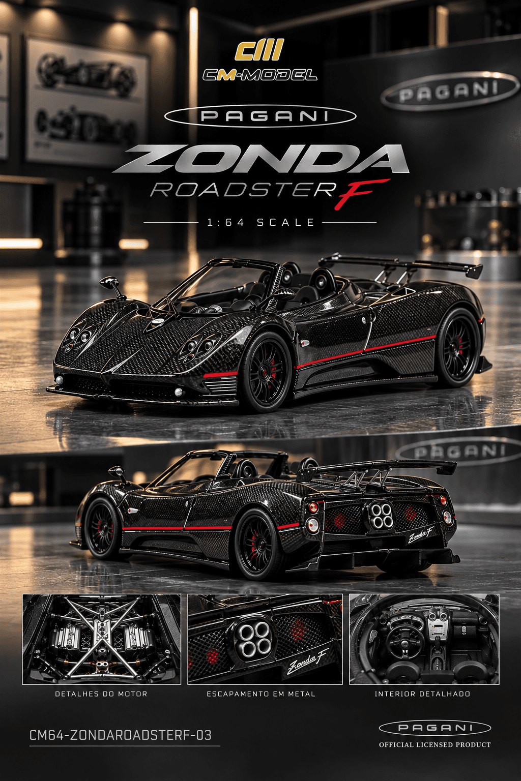 Pagani ZondaF Roadster Montecarlo Gray 1:64 CM Model