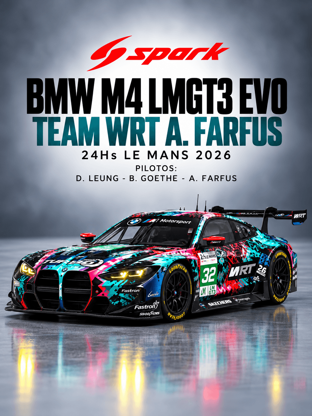 BMW M4 LMGT3 Evo Team WRT A. FARFUS 24Hs Le Mans 2026 1:64 Spark