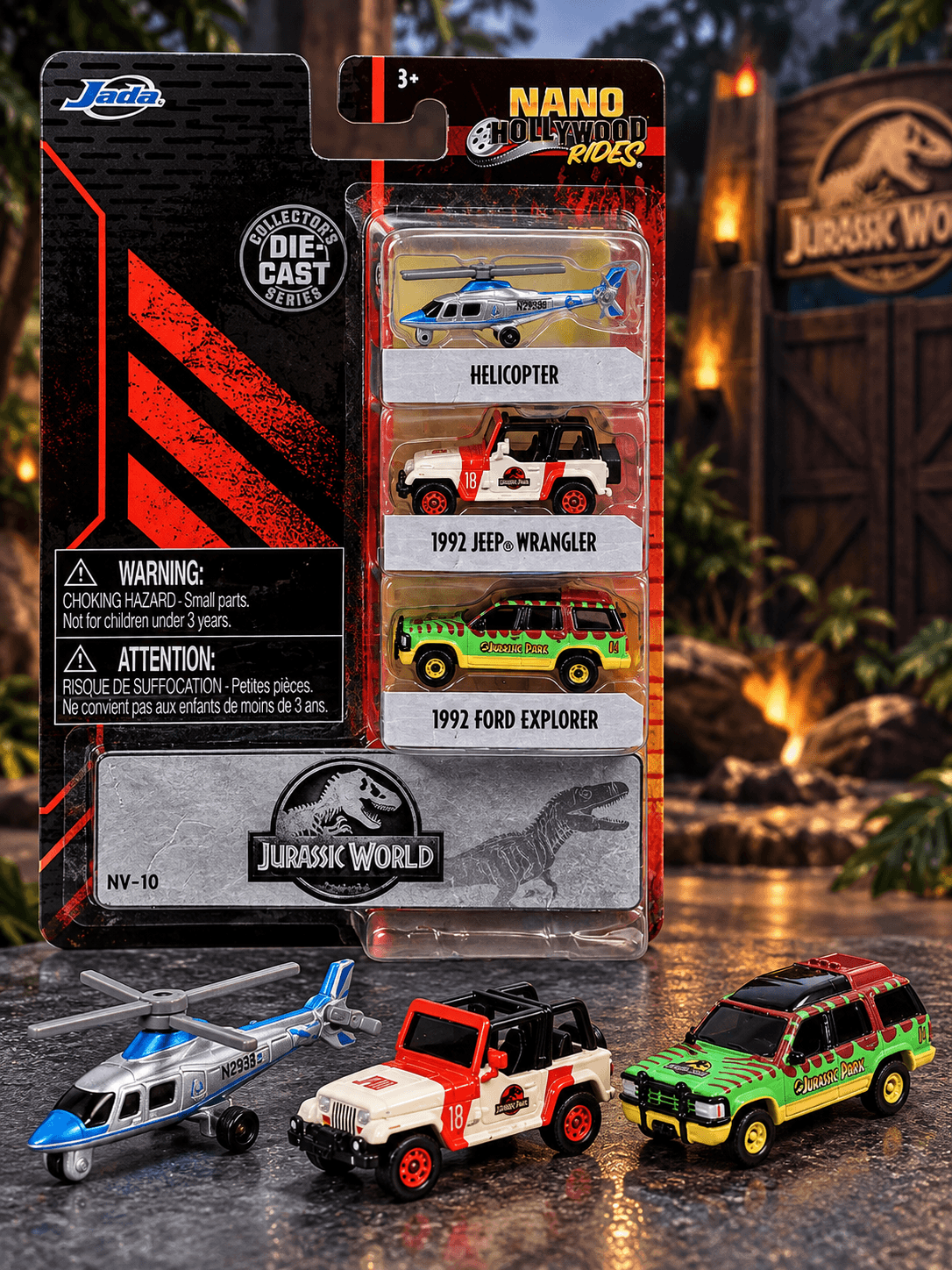Jurassic World Nano Hollywood Rides Kit 3 Veículos