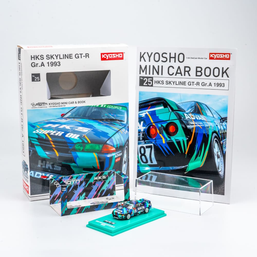 MINICAR BOOK 1/64 Nissan Skyline GT-R HKS #87 (Revista + Miniatura)