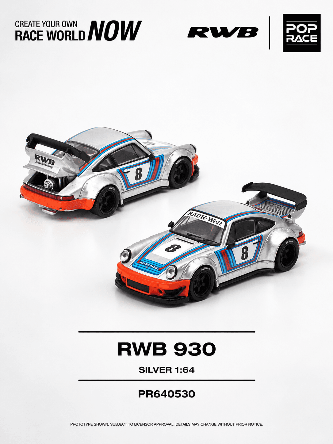 RWB 930 1:64 POP RACE Prata