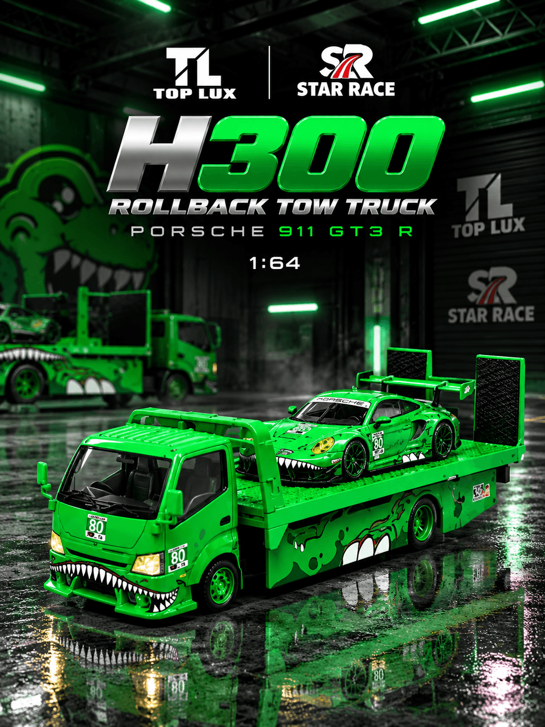Op Lux x Star Race – H300 Rollback Tow Truck + Porsche 911 GT3 R 1:64