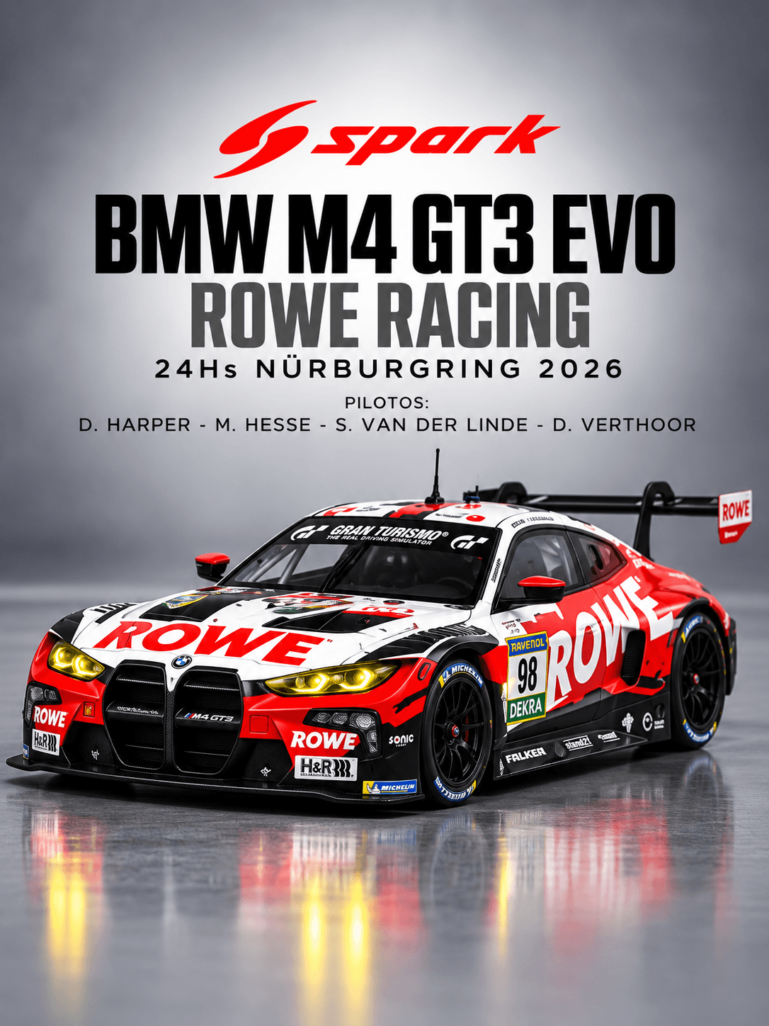 BMW M4 GT3 EVO ROWE RACING 24Hs Nürburgring 2026 1:64 Spark