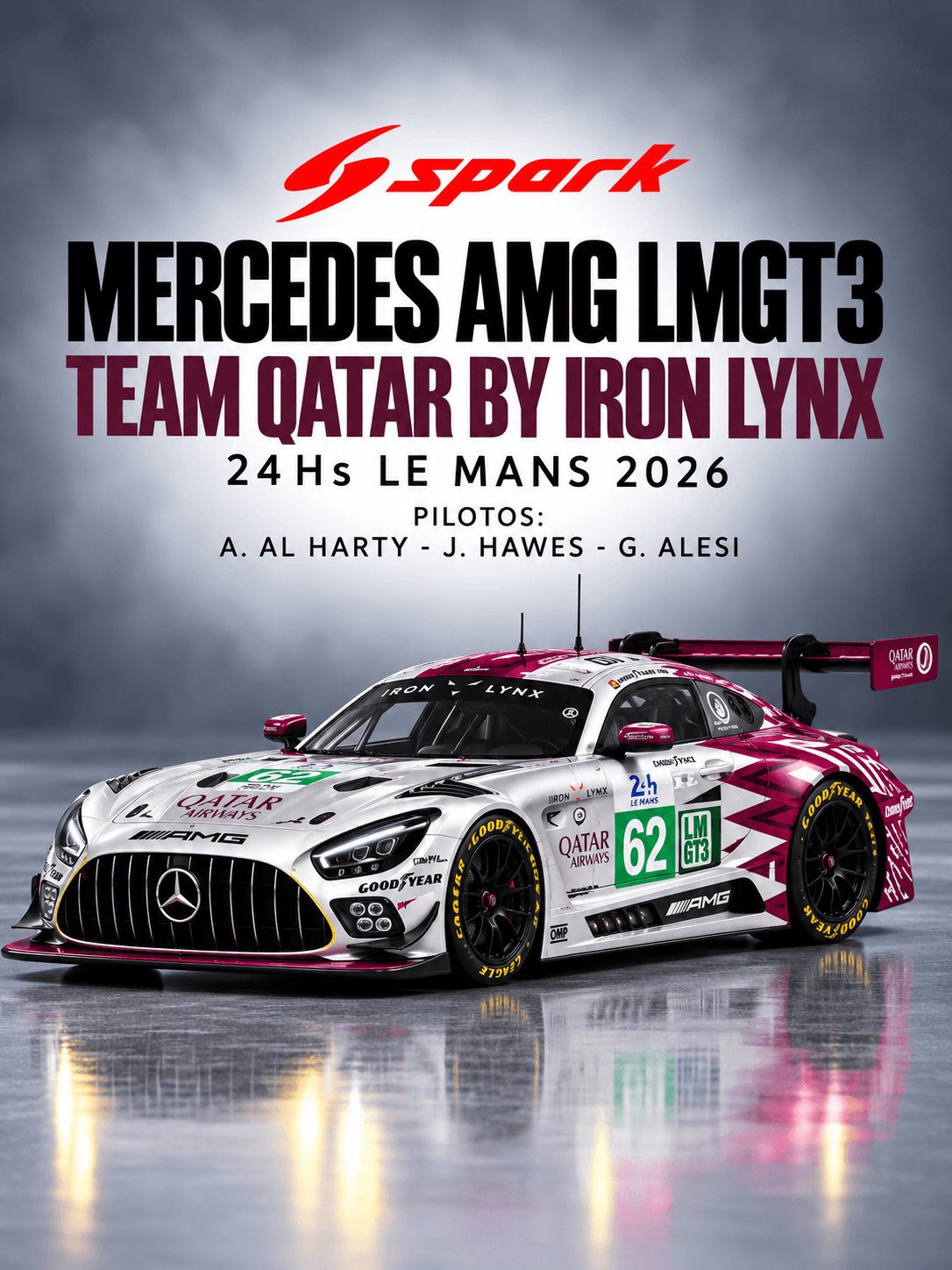 Mercedes AMG LMGT3 Team QATAR by IRON LYNX 24Hs Le Mans 2026 1:64 Spark