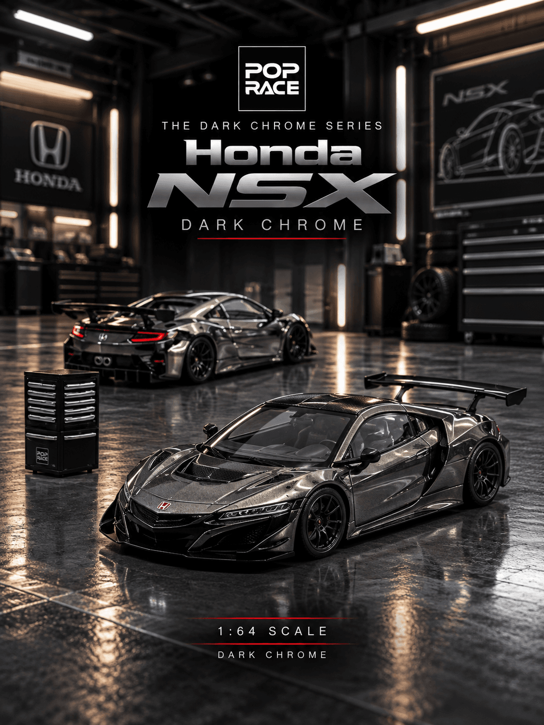 Honda NSX Dark Chrome 1:64