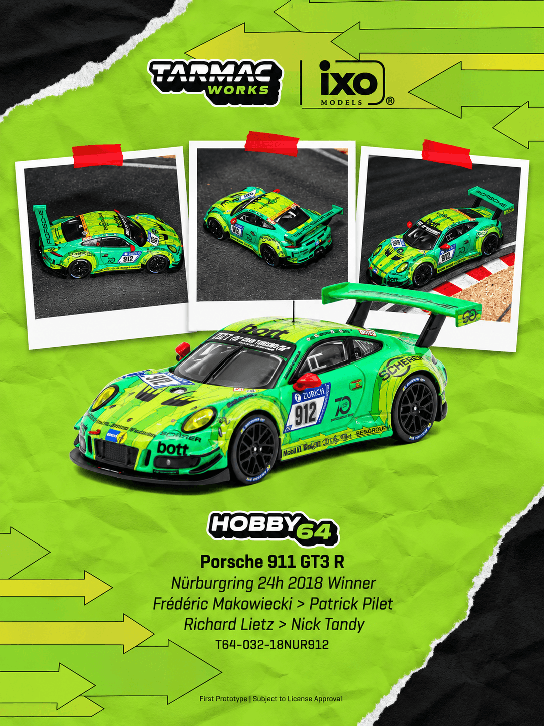Porsche 911 GT3 R Nürburgring 24h 2018 Winner Frédéric Makowiecki / Patrick Pilet / Richard Lietz / Nick Tandy