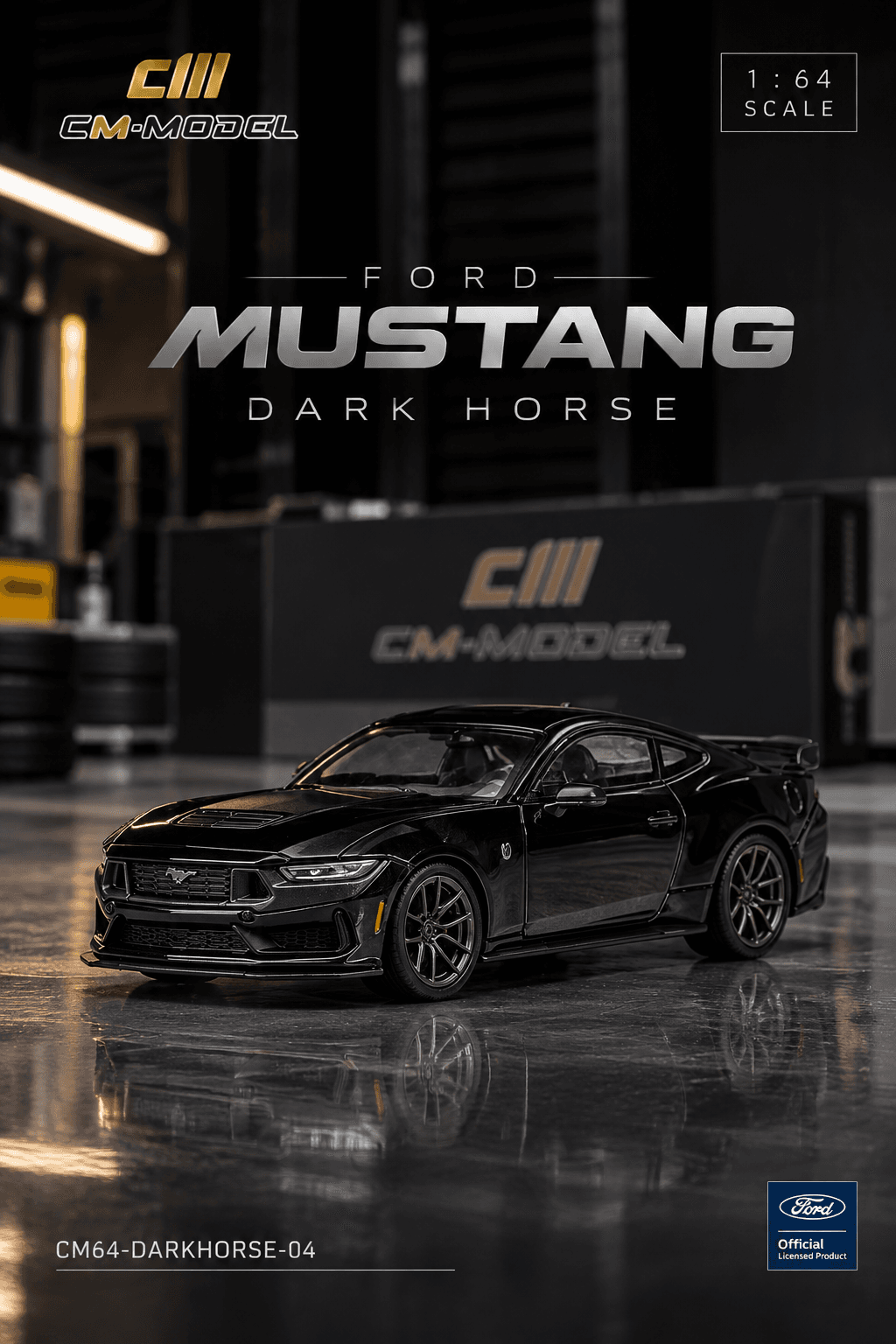 Ford Mustang Darkhorse Shadow Black 1:64 CM Model