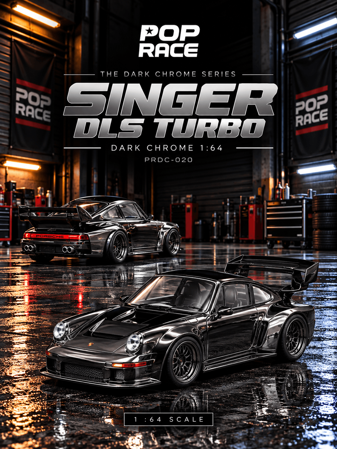 Singer DLS Turbo 1:64 POP RACE Dark Chrome QTD4