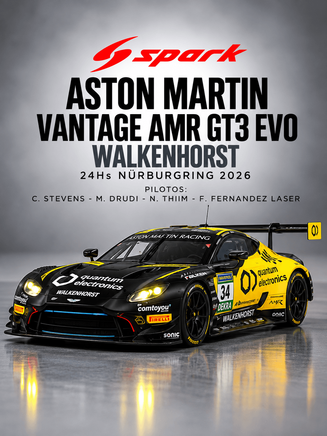 Aston Martin Vantage AMR GT3 EVO Walkenhorst 24Hs Nürburgring 2026 1:64 Spark