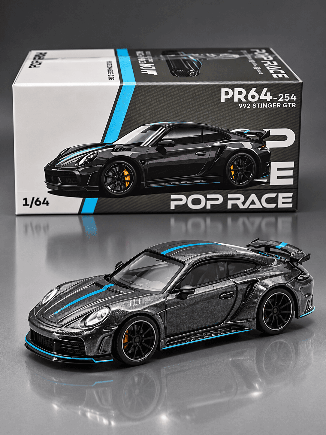 Porsche 911 992 Stinger Gtr Carbono Blue Line Pop Race 1:64