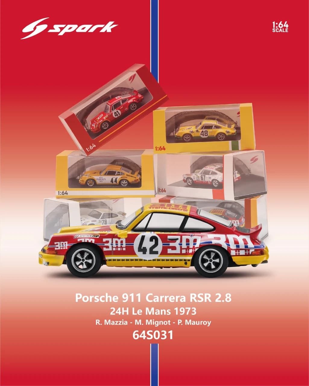 Porsche 911 Carrera RSR 2.8 No.42 24H Le Mans 1973 1:64 Spark