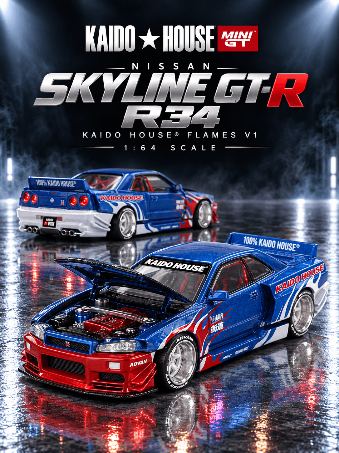 Nissan Skyline GT-R R34 Kaido House Flames V1