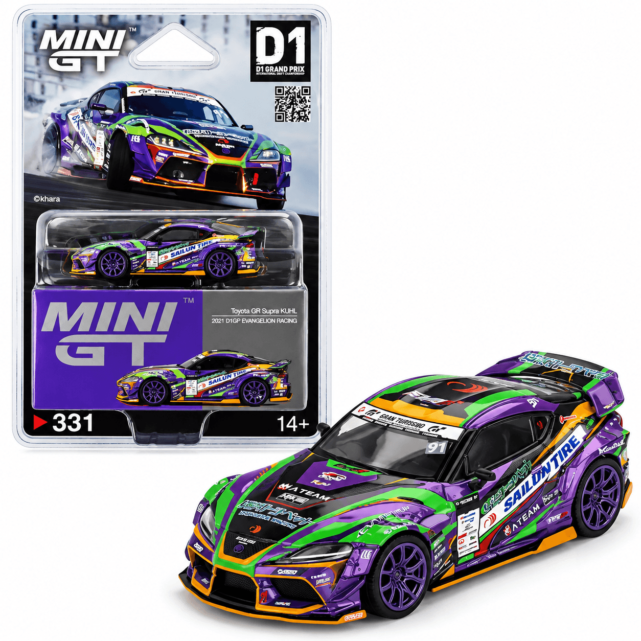 Mini GT Toyota Gr Supra Kuhl #951 D1gp Evangelion Racing Roxo