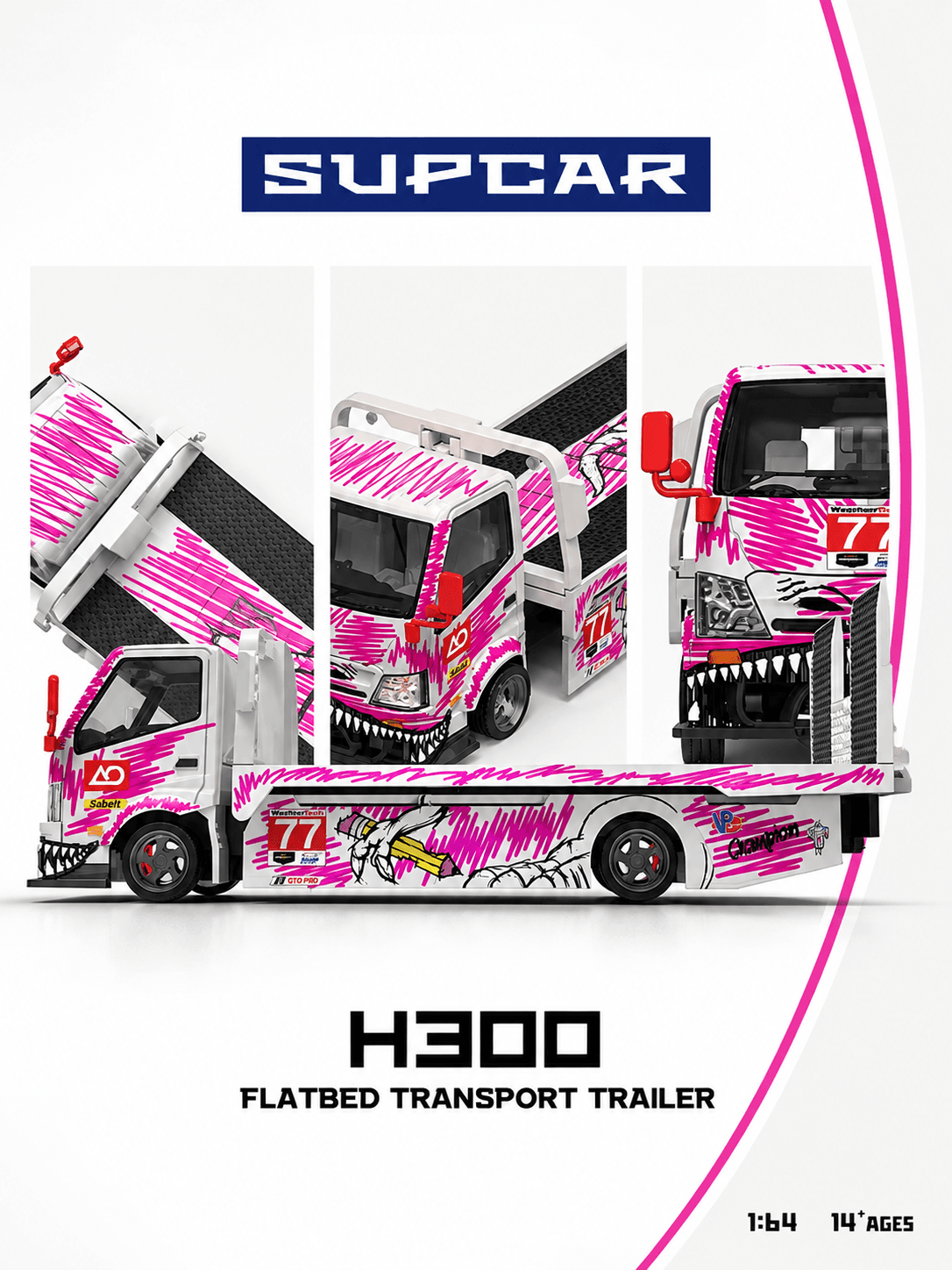 SUPCAR – H300 Flatbed Transport Trailer – Escala 1:64
