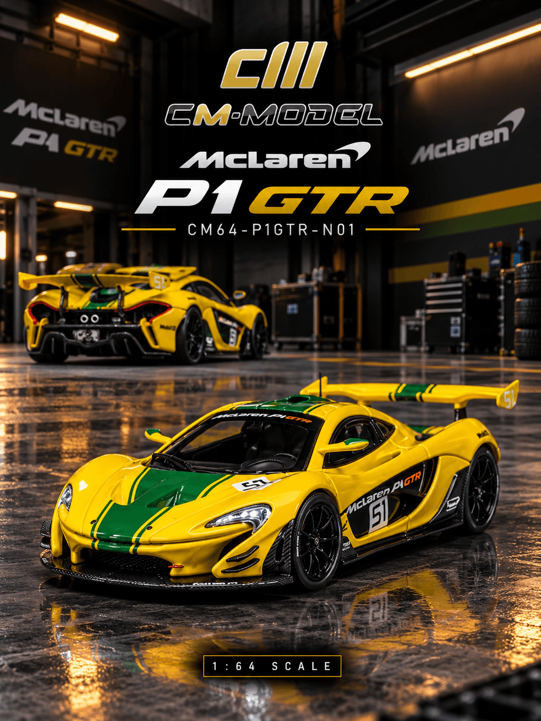 McLaren P1 GTR 1:64 CM Model Amarelo