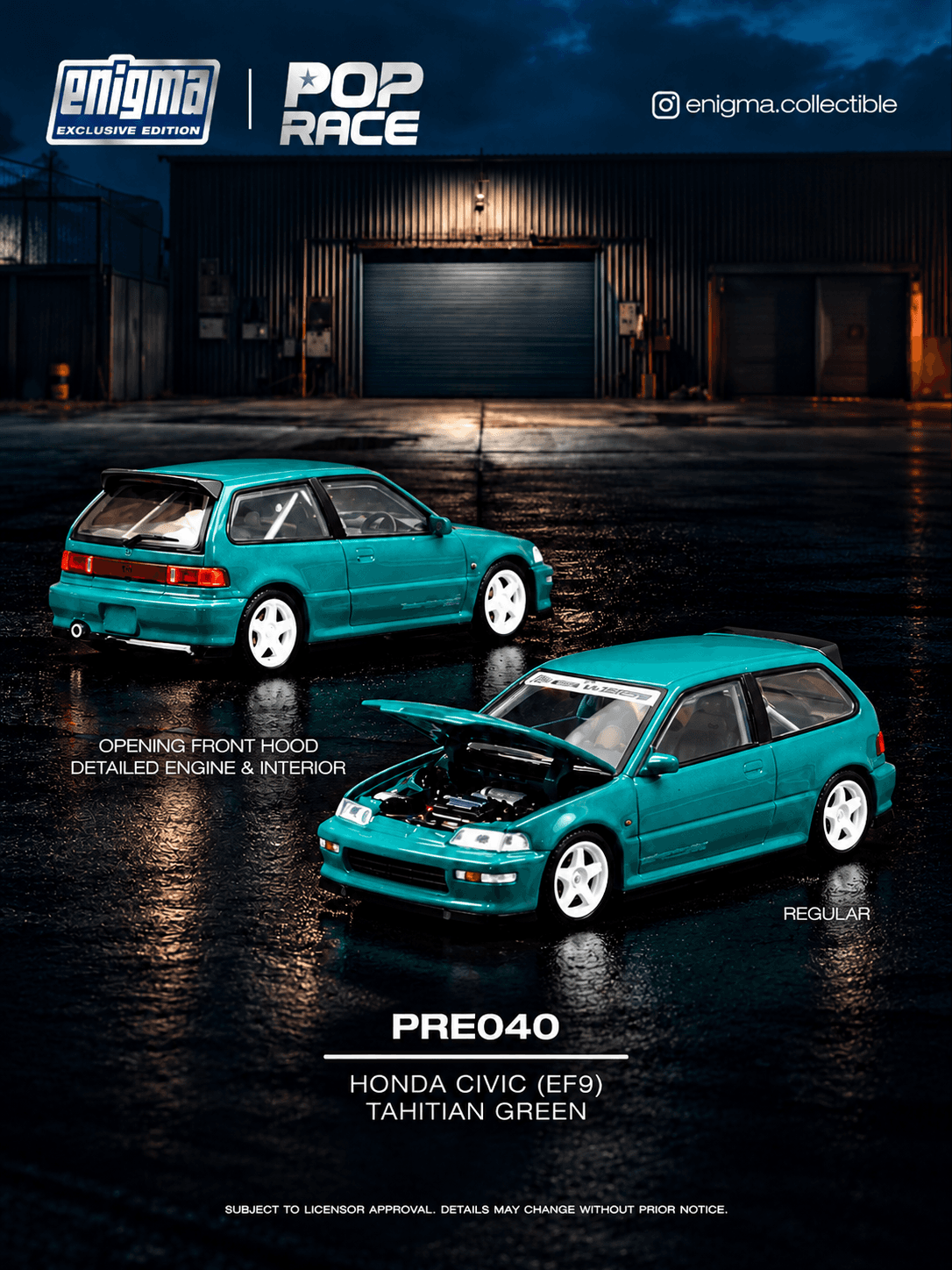 Honda Civic (EF9) Tahitian Green ENIGMA 1:64 POP RACE