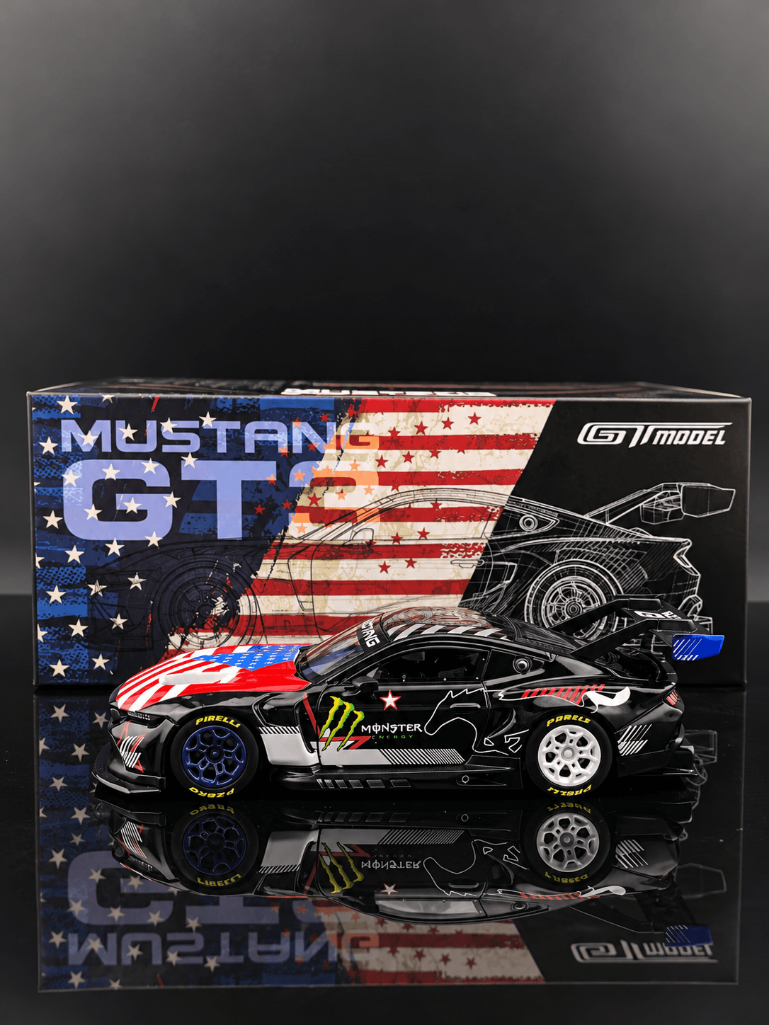 GT 1:64 Mustang GT3 Black Monster