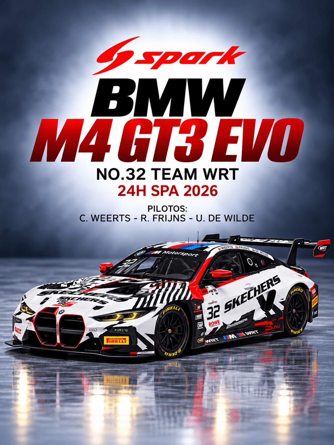 BMW M4 GT3 EVO No.32 Team WRT 24H SPA 2026 1:64 Spark
