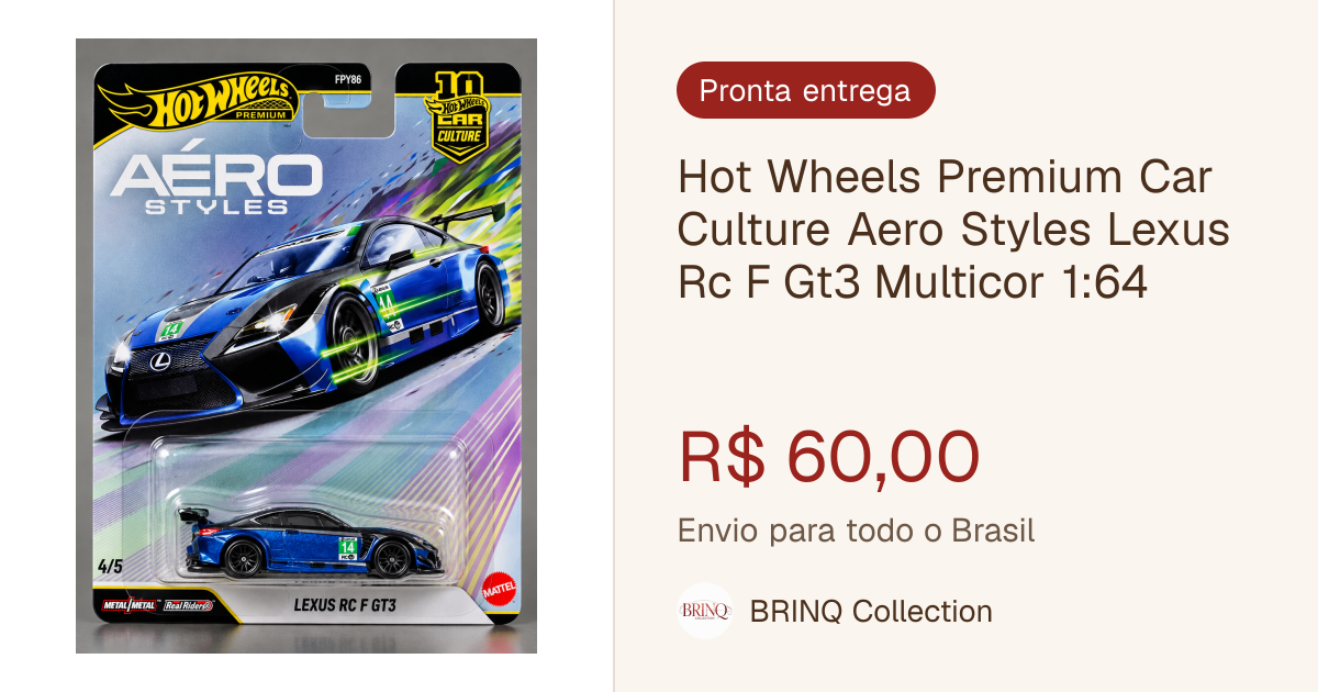 Hot Wheels Premium Car Culture Aero Styles Lexus Rc F Gt3 Multicor 1:64 ...
